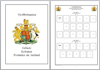 Vordruckblätter Großbritannien Gebiete/Kolonien und Postämter im Ausland auf CD in WORD und PDF