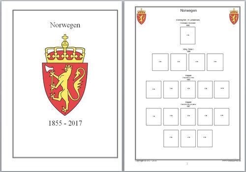 Vordruckblätter Norwegen 1855-2017 auf CD in WORD und PDF