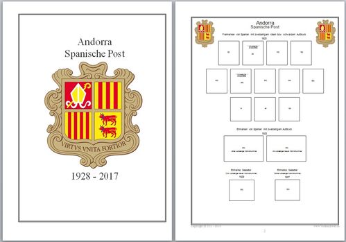 Vordruckblätter Andorra (Spanische Post) von 1928 - 2017 auf CD in WORD und PDF