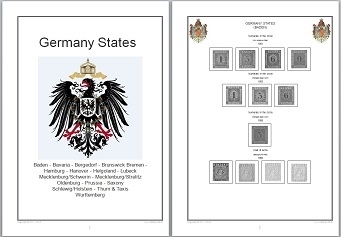 Stamp Album Pages Germany States on CD in WORD & PDF (English) for Self-Printing