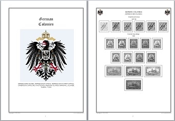 Stamp Album Pages German Colonies CD in WORD PDF (English) for Self-Printing