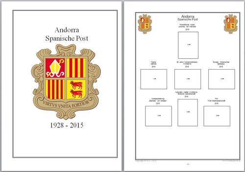 Andorra Spanische Post 2015 Ergänzungsblätter